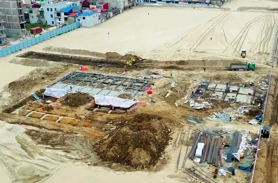 Nhiều khu vực shophouse đã hoàn thành phần móng