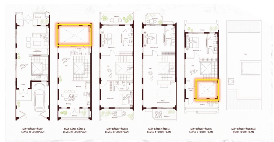 Mặt bằng thiết kế Shophouse ANmaison phong cách Duplex khu Garden