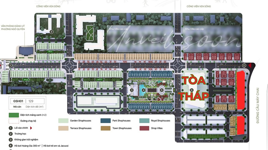 Khu Royal Shophouses nằm ngay mặt đường Cầu Máy Chai