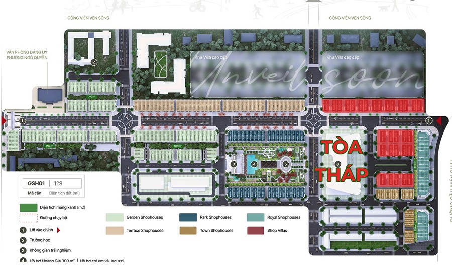 Vị trí khu Shop Villas trong quần thể ANmaison